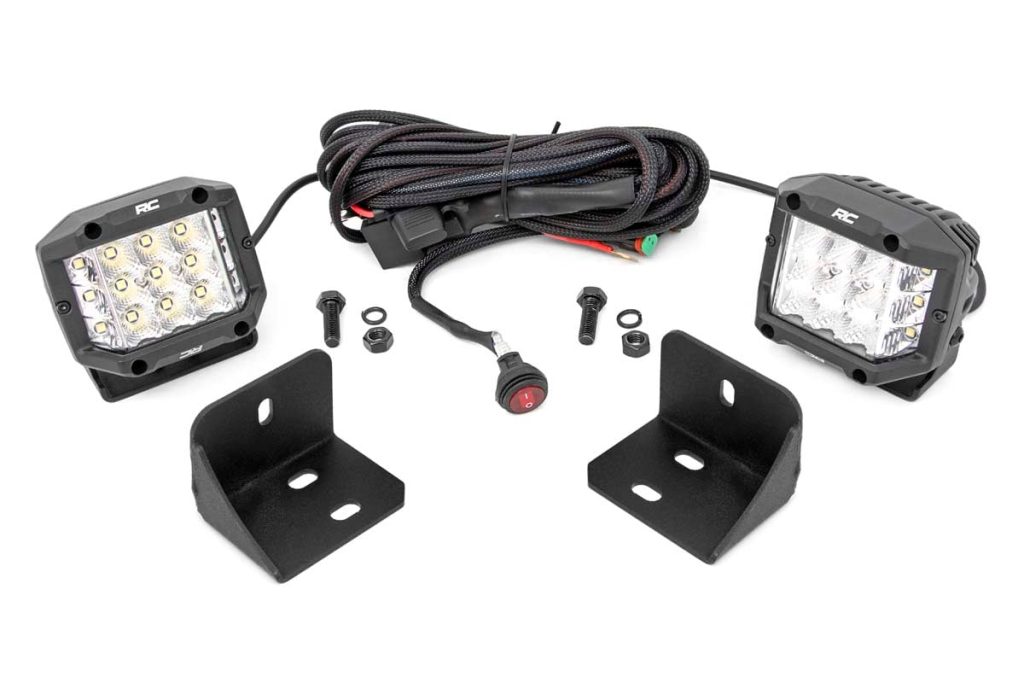 Rough Country LED Light Rear Cab Mount 3″ Chrome Pair Wide Angle Can-Am Defender HD 5/HD 8/HD 9/HD 10