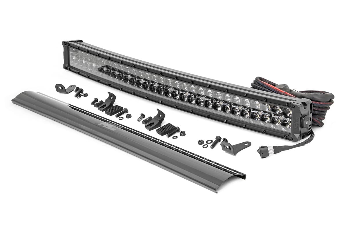 Rough Country 30 Inch Black Series LED Light Bar Curved Dual Row Cool White DRL