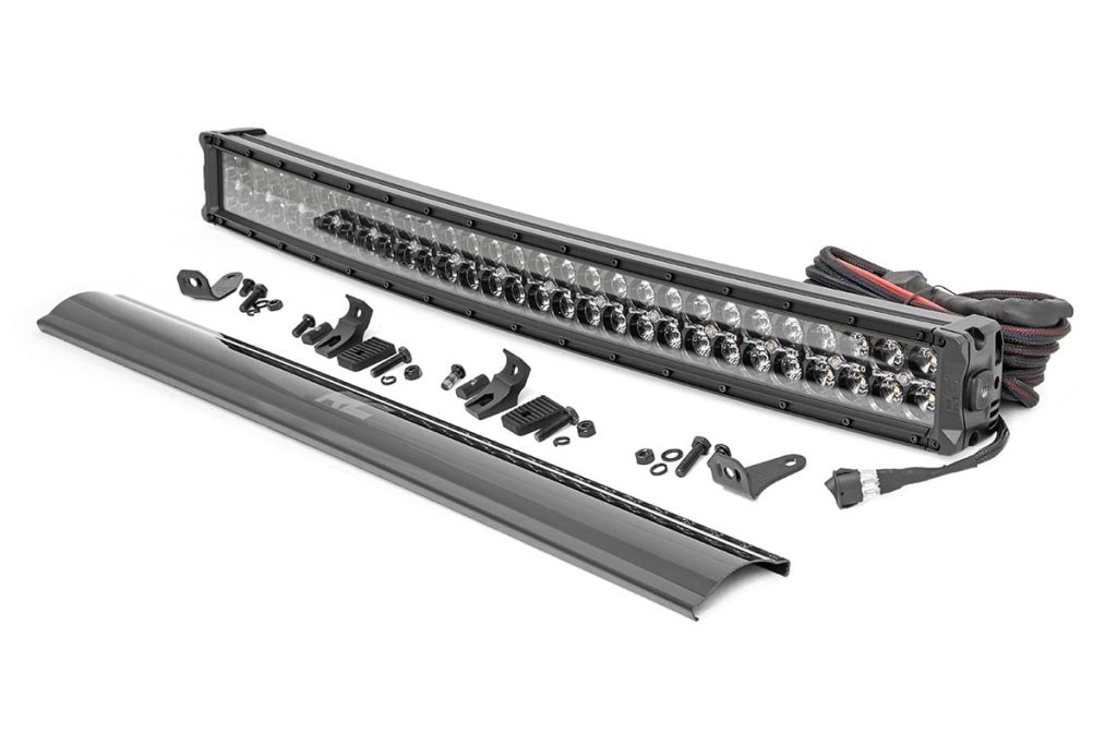 Rough Country 30 Inch Black Series LED Light Bar Curved Dual Row Amber DRL