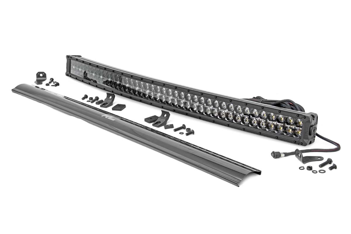 Rough Country 40 Inch Black Series LED Light Bar Curved Dual Row Cool White DRL
