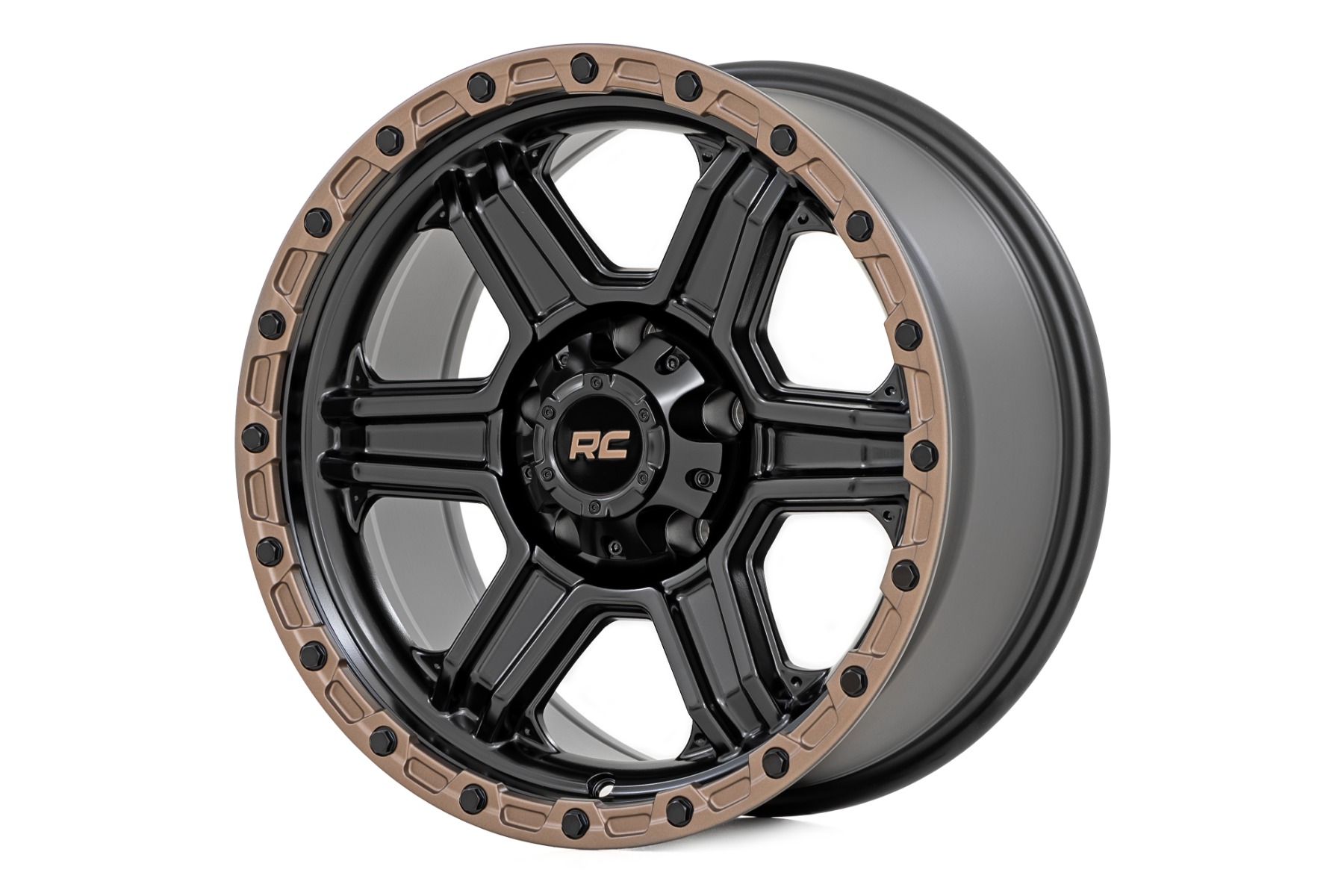 Rough Country 79 Series Wheel One-Piece Semi Gloss Black w/Bronze Ring 18x9 6x5.5 +18mm