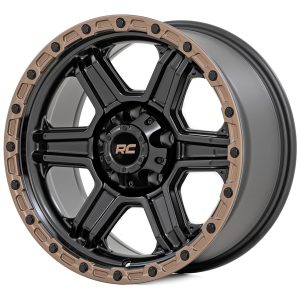 Rough Country 79 Series Wheel One-Piece Semi Gloss Black w/Bronze Ring 18x9 5x5 -12mm
