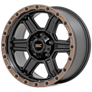 Rough Country 79 Series Wheel One-Piece Semi Gloss Black w/Bronze Ring 15x8 5x5.5 -19mm