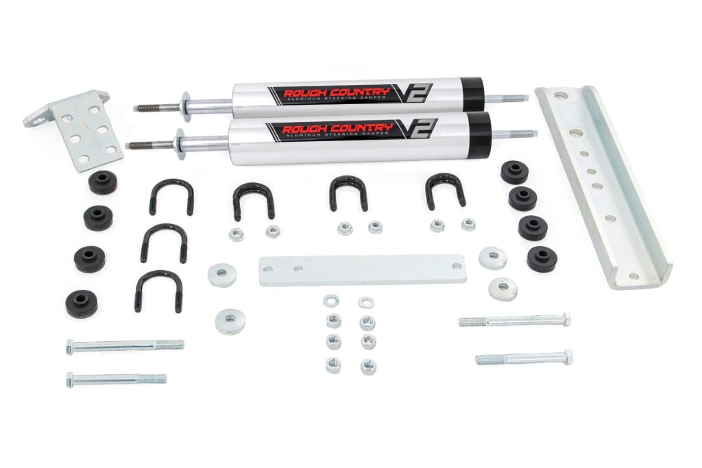 Rough Country V2 Steering Stabilizer Dual Ford Bronco/F-150/F-250 (1980-1998)