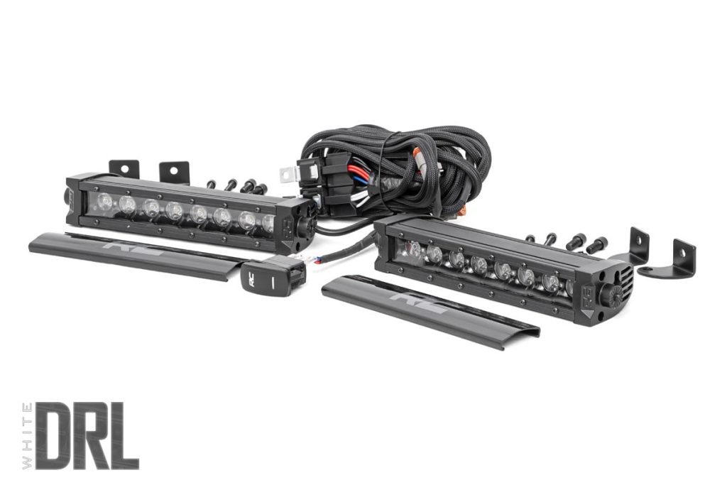 Rough Country 8 Inch Black Series LED Light Bar Single Row Cool White DRL Pair