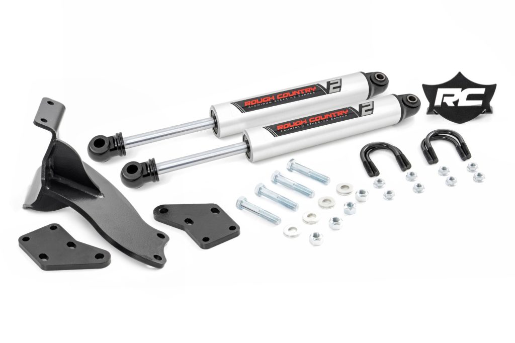 Rough Country V2 Steering Stabilizer Dual 2.5-8 Inch Lift Ram 2500 (14-26)/3500 (13-26)