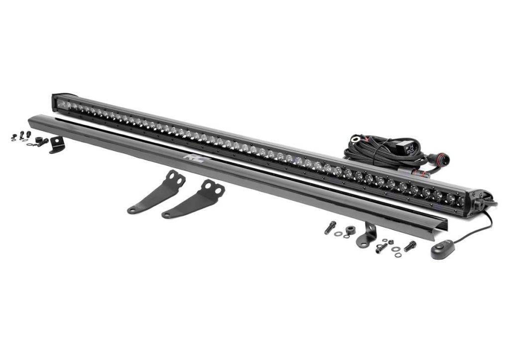 Rough Country LED Light Kit Lower Windshield 50″ Black Single Row Polaris General XP 4 1000