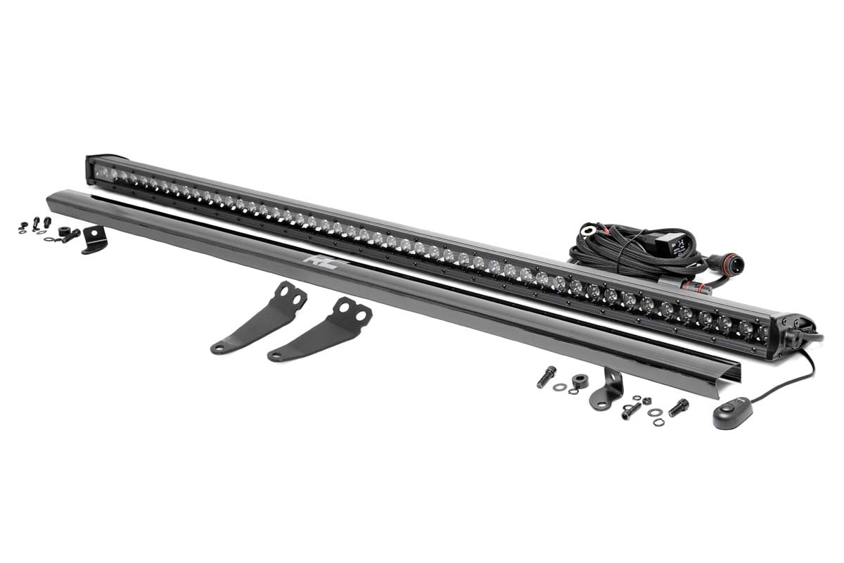 Rough Country LED Light Kit Lower Windshield 50β³ Black Single Row Polaris General XP 4 1000