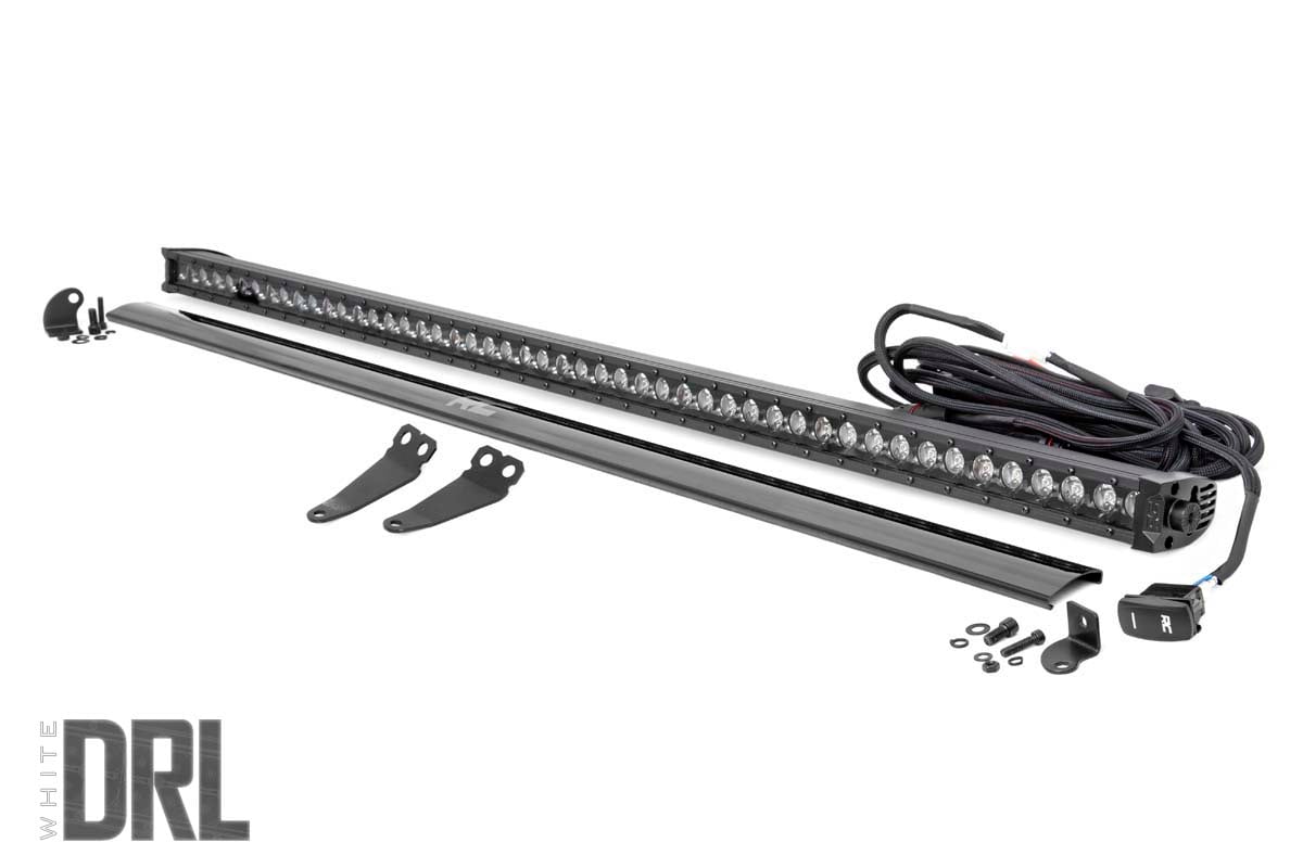 Rough Country LED Light Kit Lower Windshield 50β³ Black Single Row White DRL Polaris General XP 4 1000