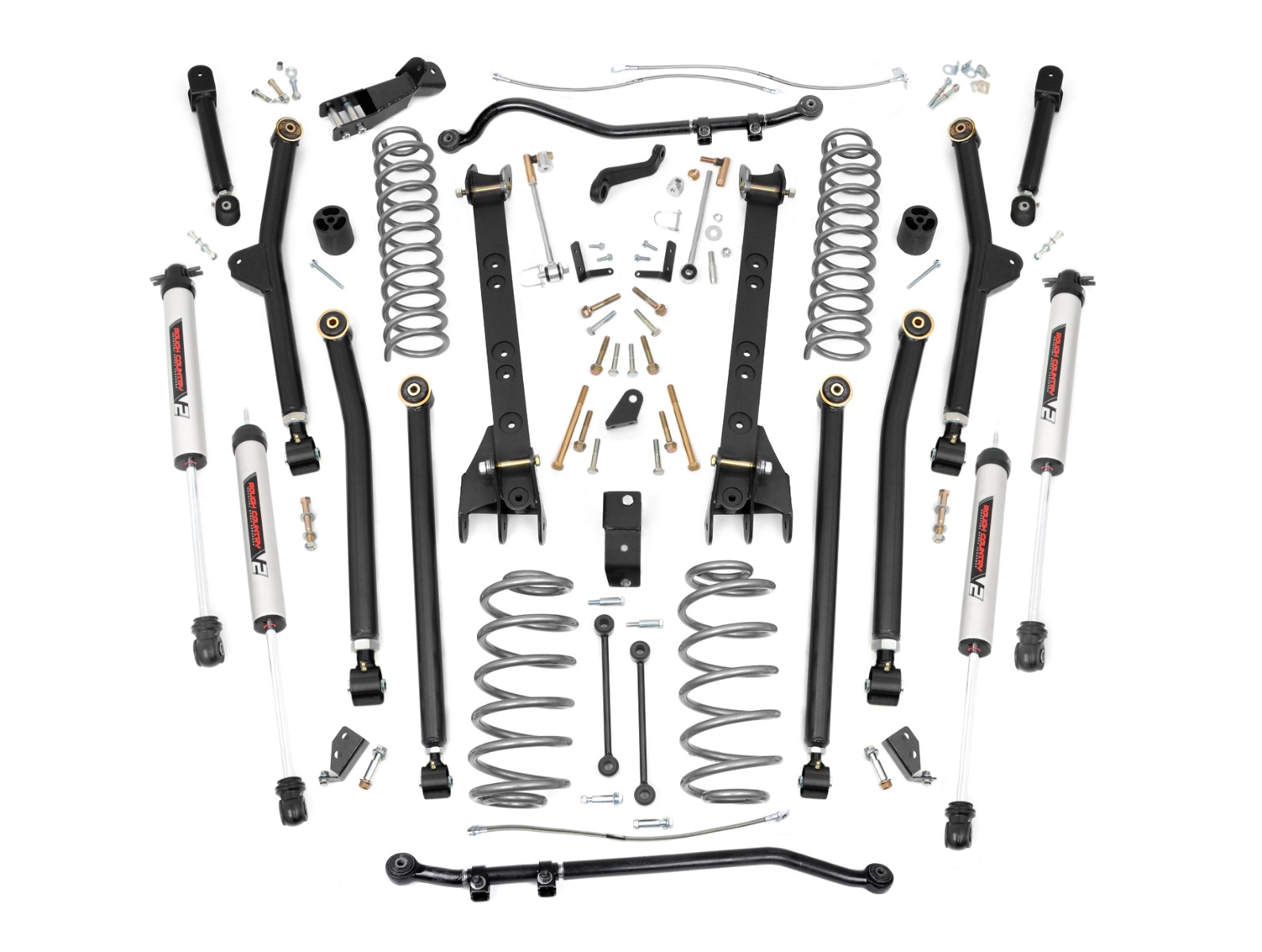 Rough Country 4 Inch Lift Kit Long Arm V2 Jeep Wrangler TJ 4WD (1997-2006)