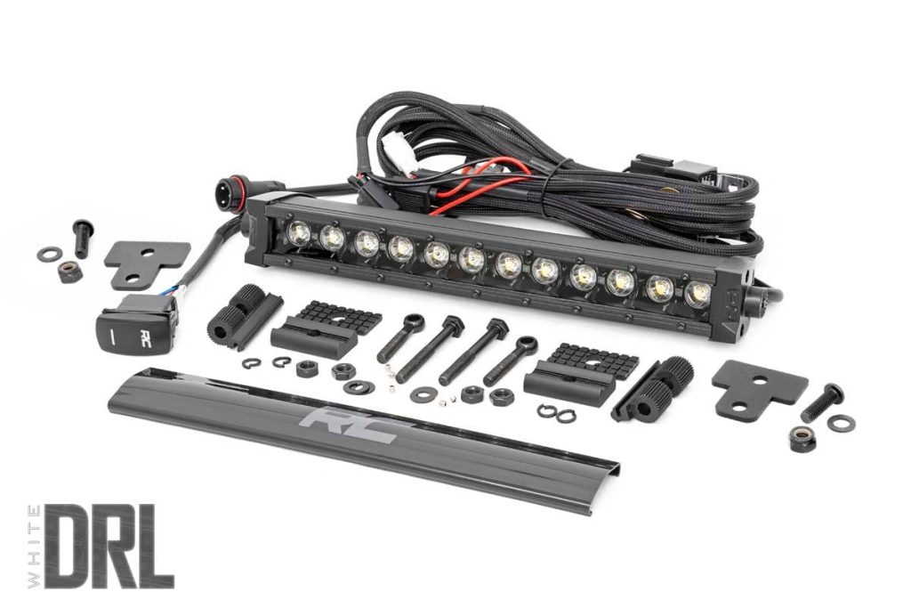Rough Country LED Light Bumper Mount 12β³ Black Single Row White DRL Can-Am Defender HD 8/HD 9/HD 10