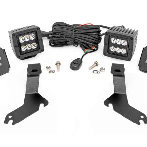 Rough Country LED Light Kit Ditch Mount 2″ Black Pair Spot Chevy Silverado 1500 (99-06)/Tahoe (00-06)