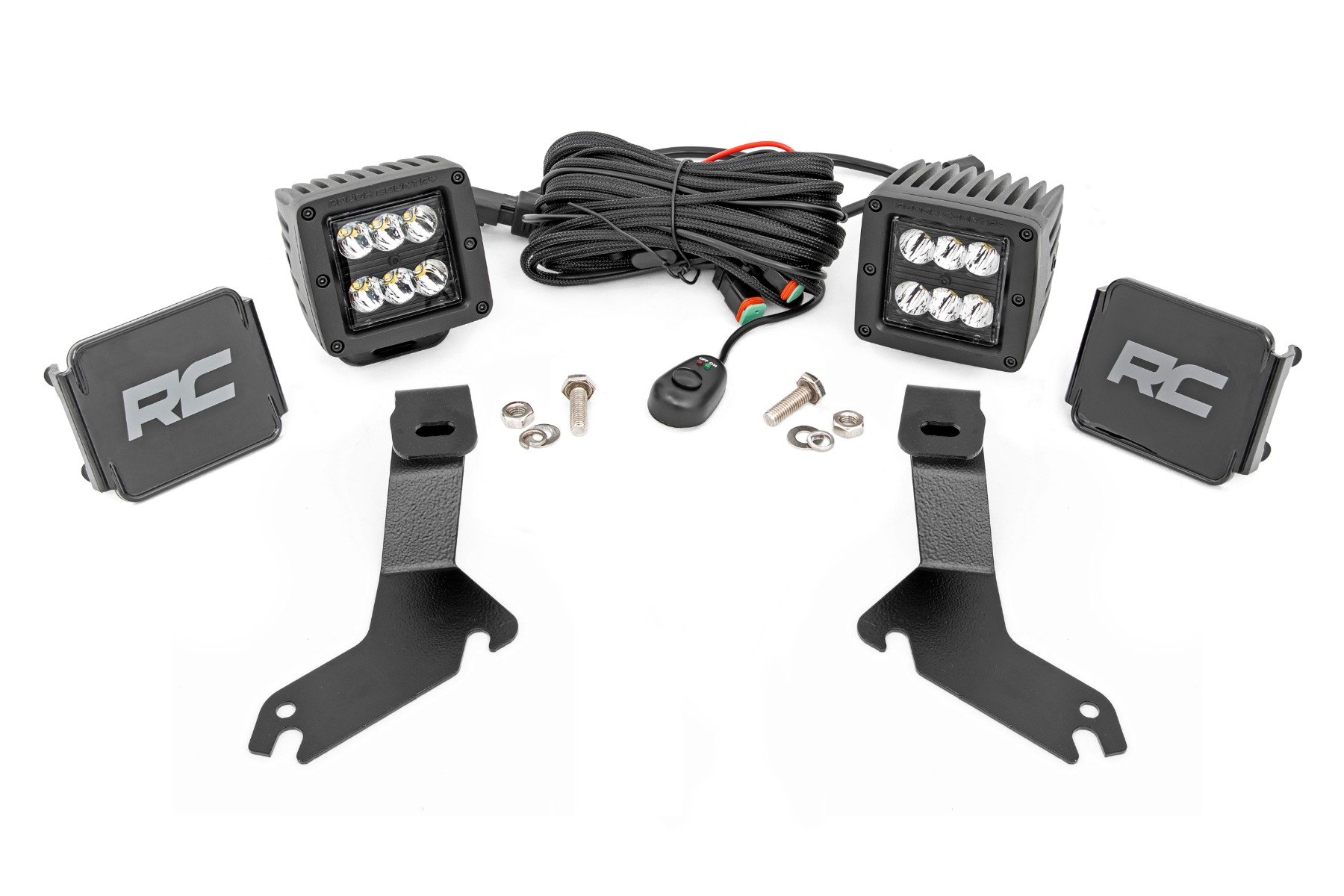Rough Country LED Light Kit Ditch Mount 2β³ Black Pair Spot Chevy Silverado 1500 (99-06)/Tahoe (00-06)