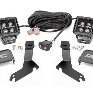 Rough Country LED Light Kit Ditch Mount 2″ Black Pair Amber DRL Chevy Silverado 1500 (99-06)