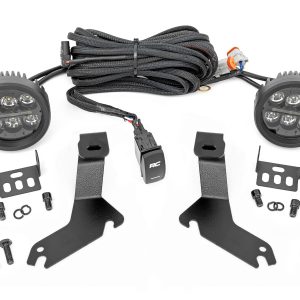Rough Country LED Light Kit Ditch Mount Black Series Round 3.5 Inch Amber DRL Chevy 1500 (99-06)