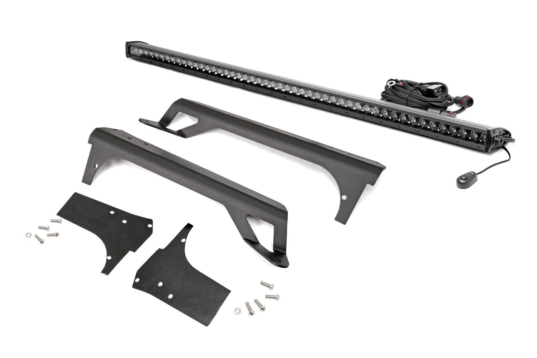 Rough Country LED Light Kit Windshield Mount 50″ Black Single Row Jeep Wrangler TJ (97-06)