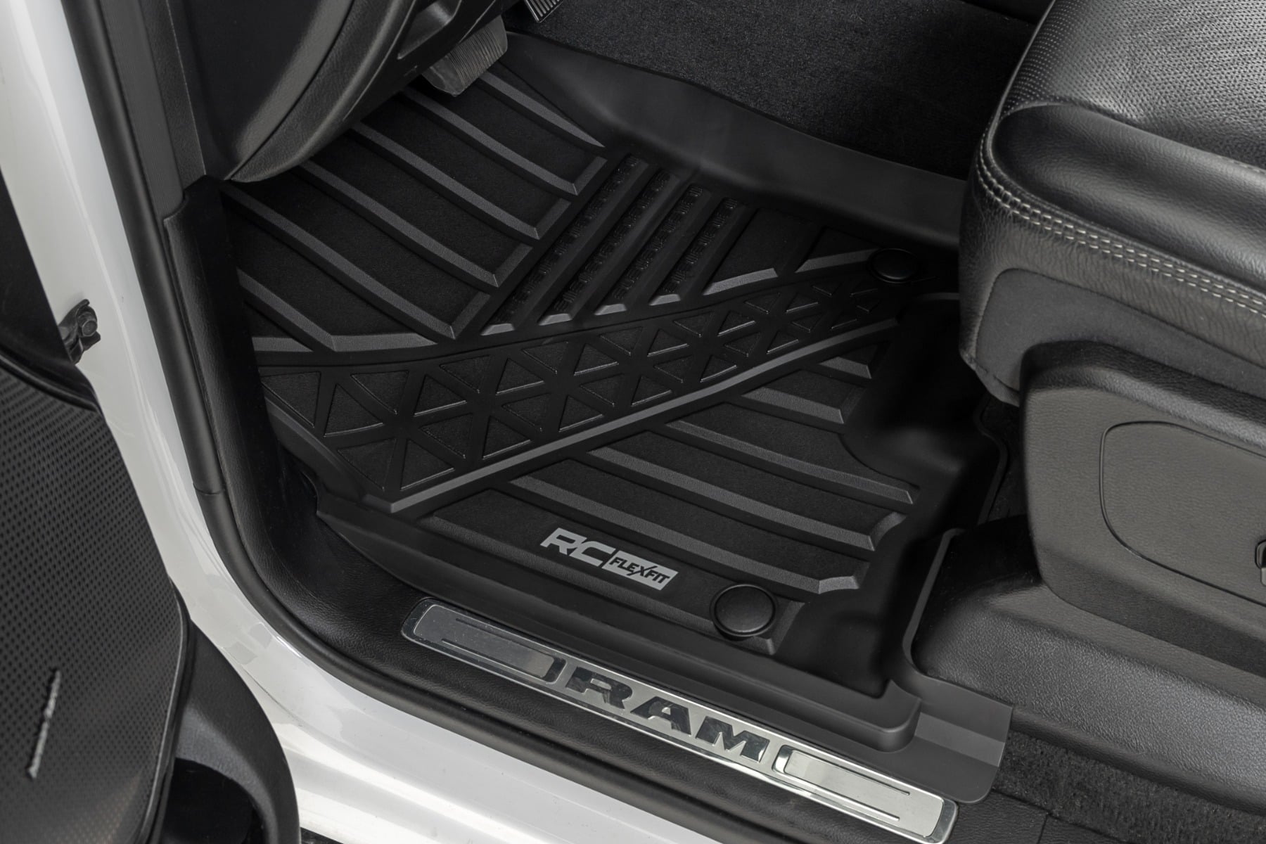 Rough Country Flex-Fit Floor Mats Front Crew Ram 1500 (19-24)/1500 TRX (21-24)