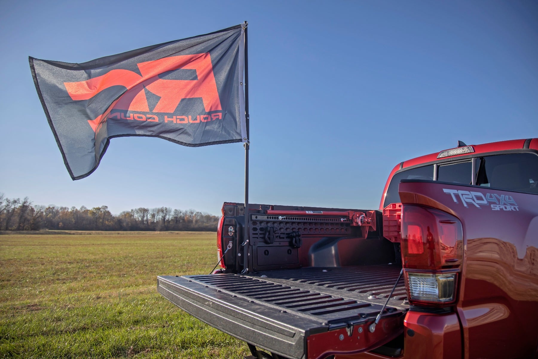 Rough Country Flag Pole Holder Bed Rail w/ Flag
