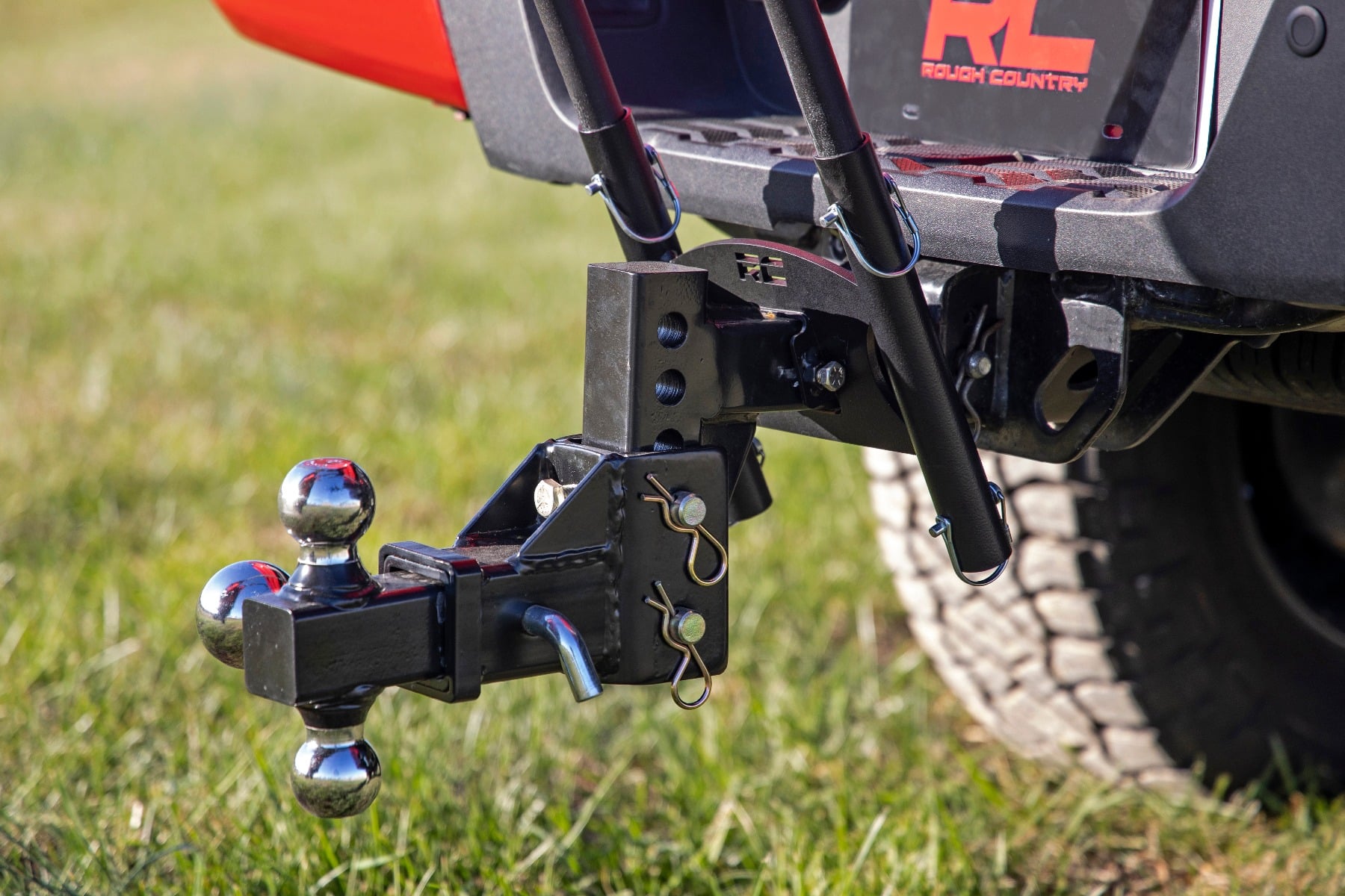Rough Country Flag Pole Holder Dual 2 Inch Hitch w/ Flag Poles