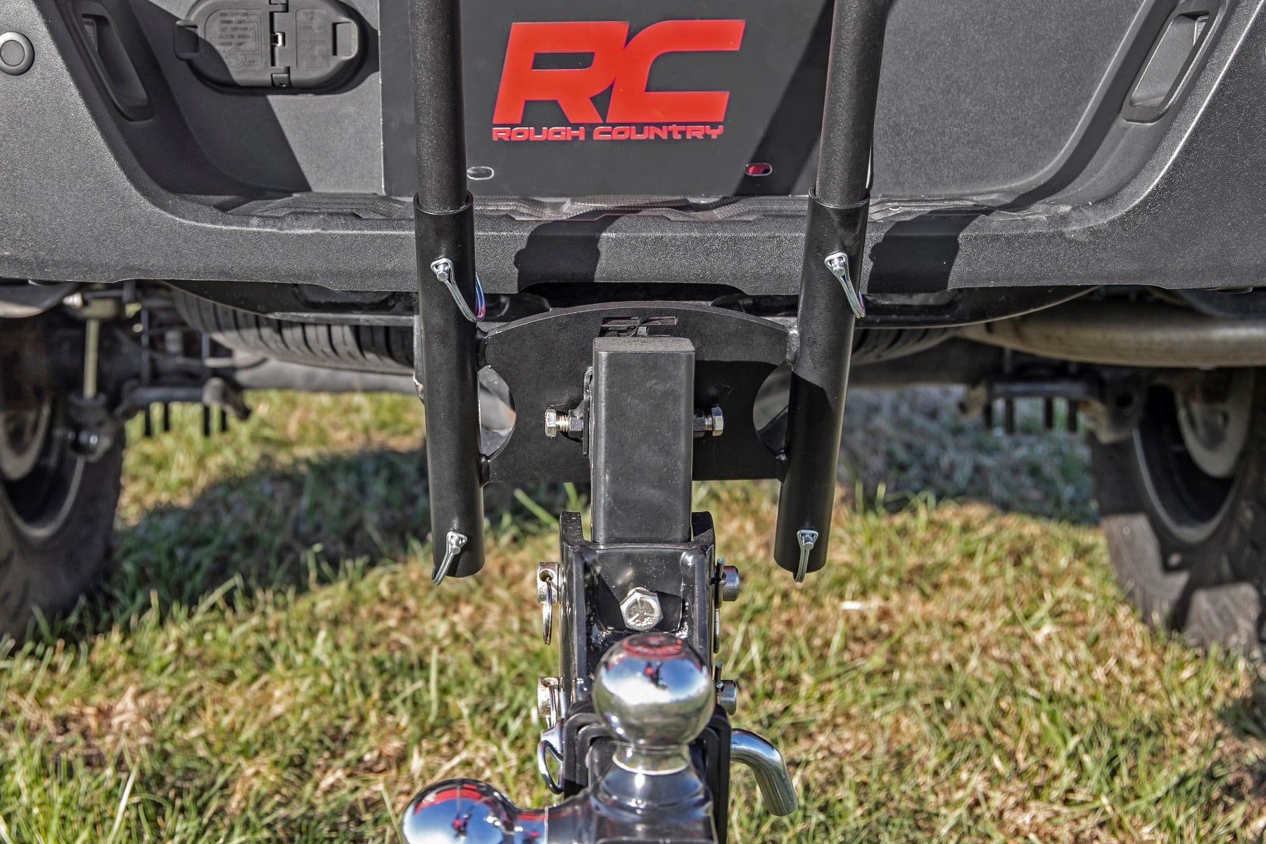 Rough Country Flag Pole Holder Dual 2 Inch Hitch w/ Flag Poles