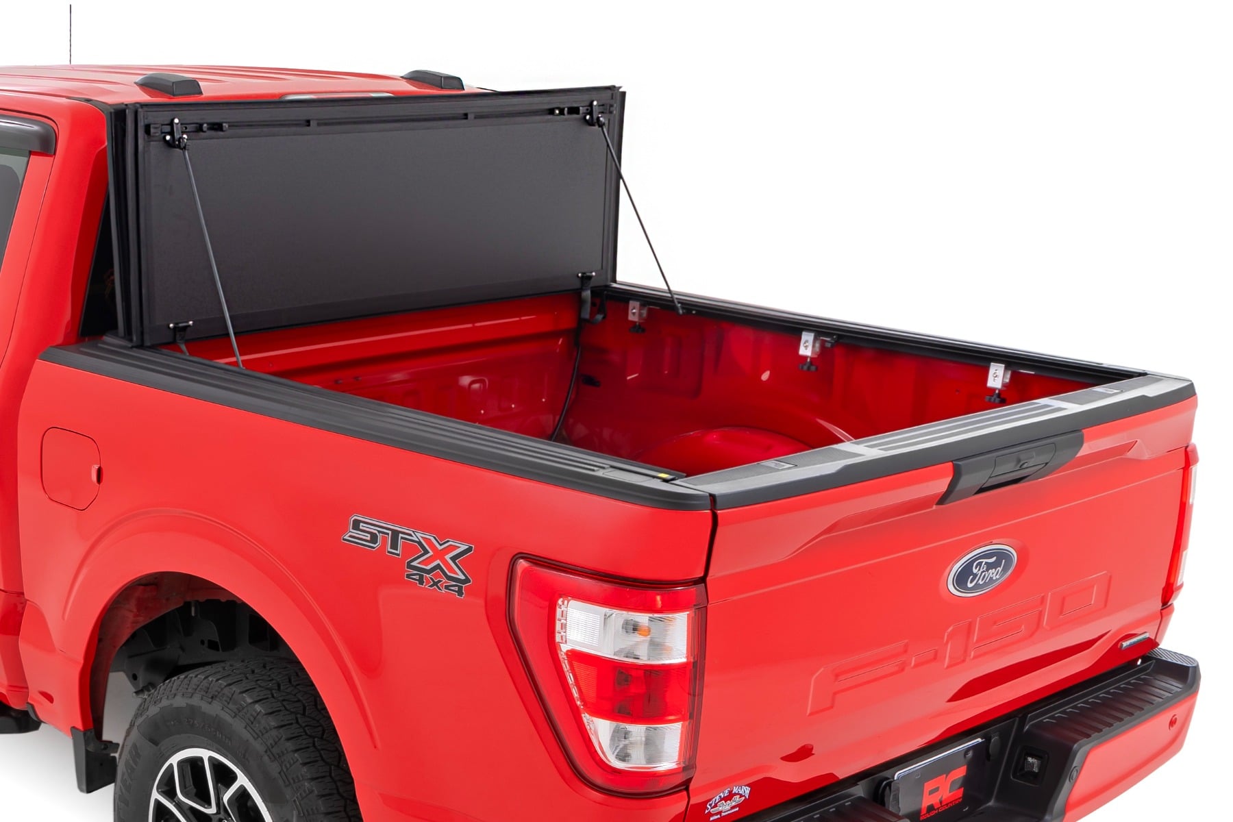 Rough Country Hard Tri-Fold Flip Up Bed Cover 6β7β³ Bed Ford F-150 2WD/4WD (2015-2020)