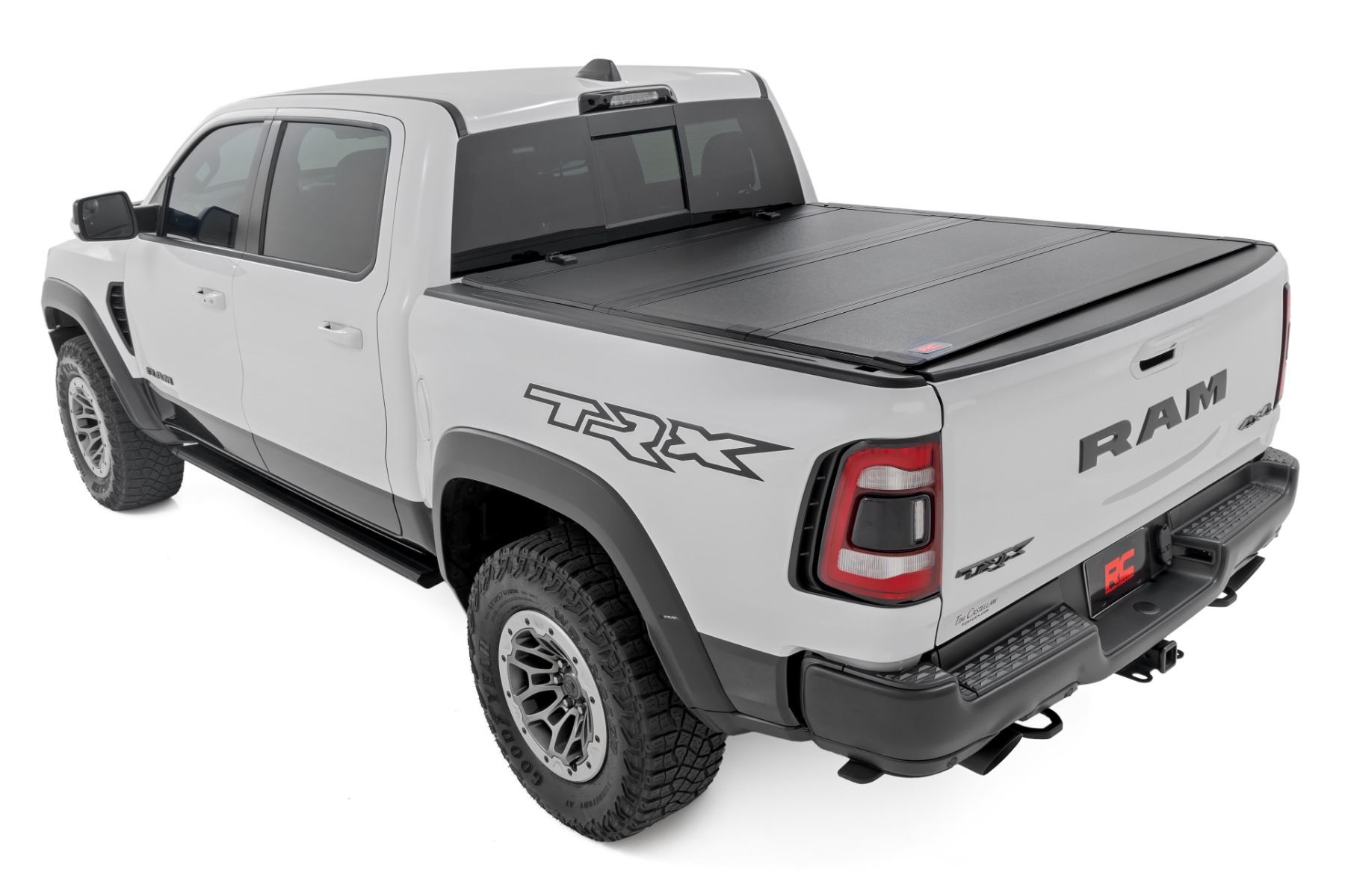Rough Country Hard Tri-Fold Flip Up Fold Bed Cover 5β7β³ Bed Ram 1500 (19-26)/1500 TRX (21-24)