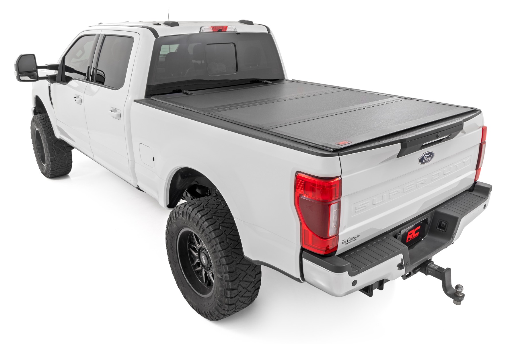 Rough Country Hard Tri-Fold Flip Up Bed Cover 6β10β Bed Ford F-250/F-350 Super Duty (17-26)