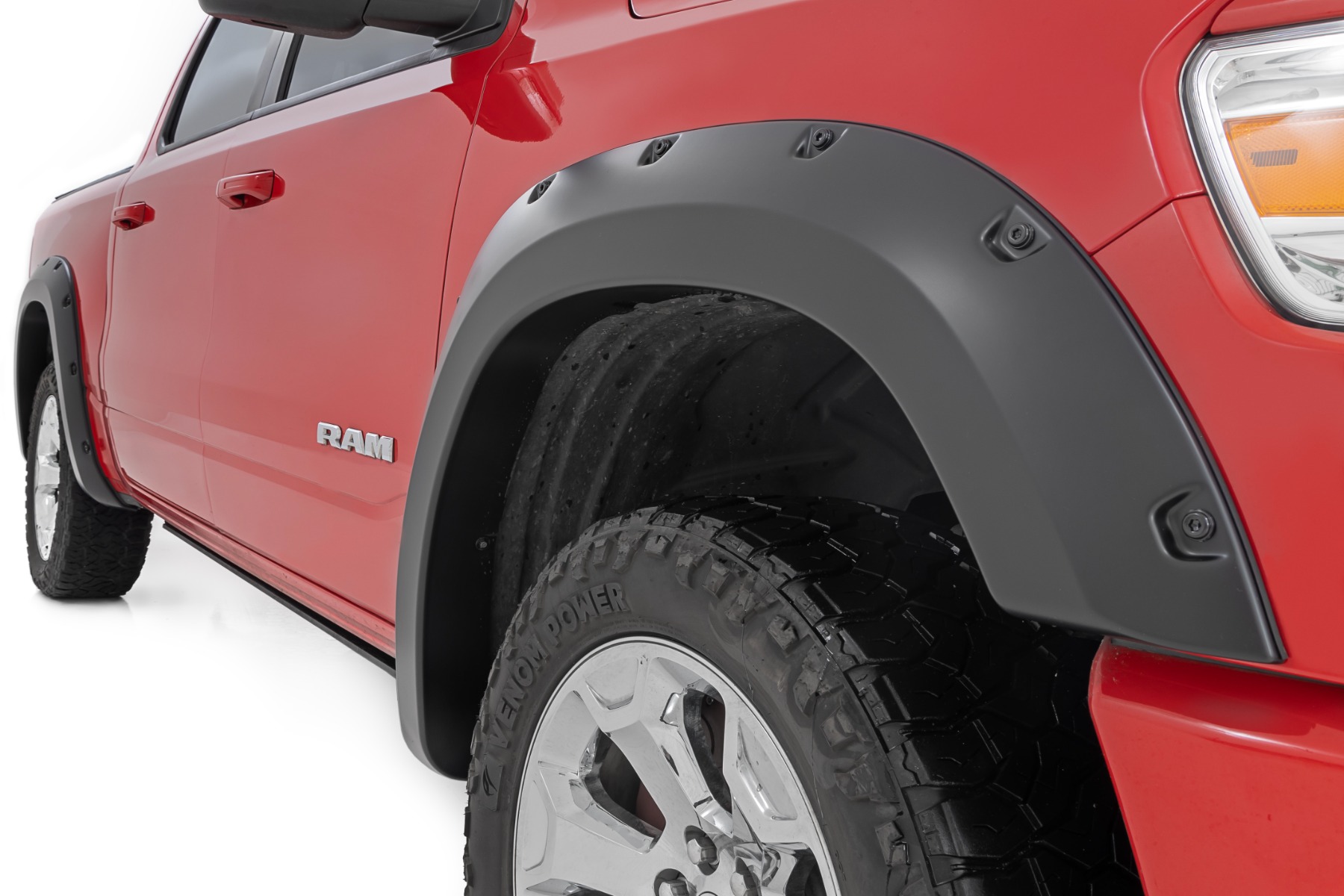 Rough Country Pocket Fender Flares PR4 Flame Red Ram 1500 2WD/4WD (2019-2024)