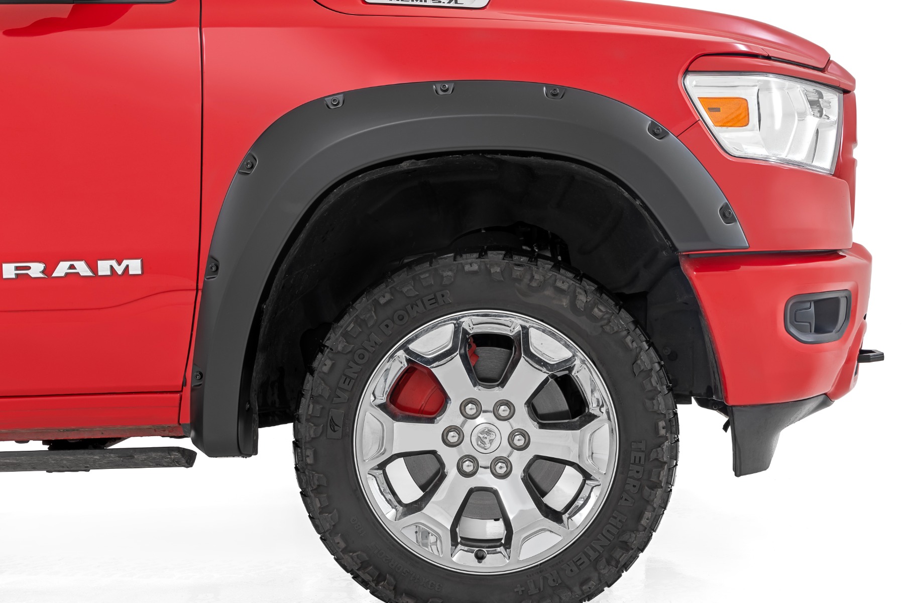 Rough Country Pocket Fender Flares PR4 Flame Red Ram 1500 2WD/4WD (2019-2024)
