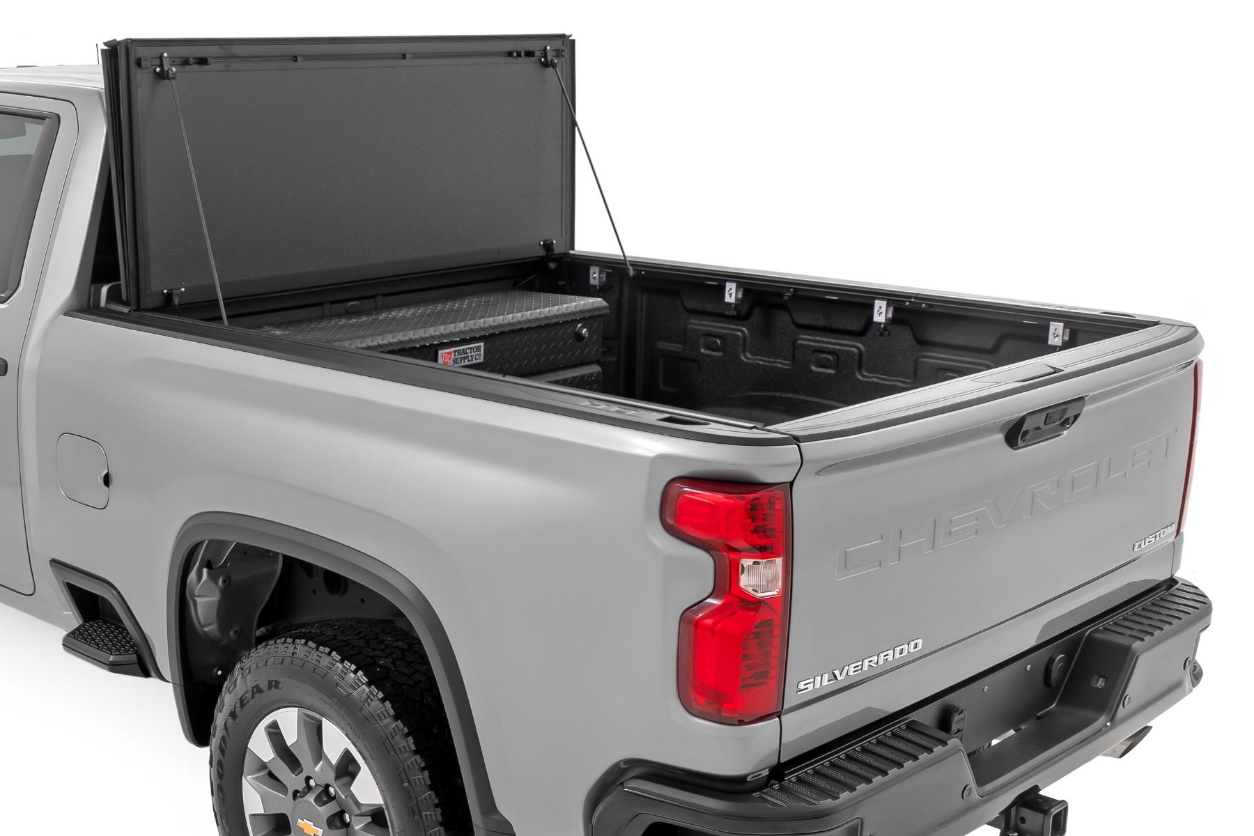 Rough Country Hard Tri-Fold Flip Up Bed Cover 6β9β³ Bed Chevy/GMC Silverado/Sierra 2500HD/3500HD (20-26)