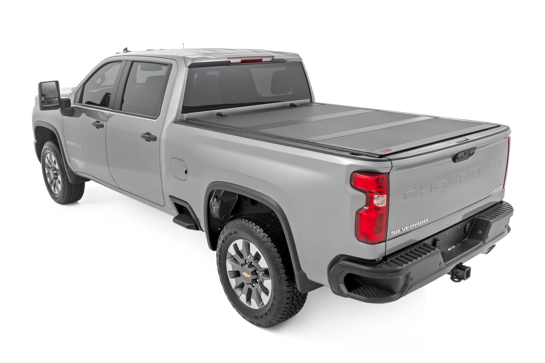 Rough Country Hard Tri-Fold Flip Up Bed Cover 6β9β³ Bed Chevy/GMC Silverado/Sierra 2500HD/3500HD (20-26)