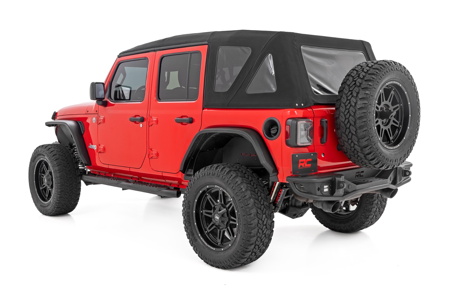 Rough Country Oval Nerf Steps 4 Door Black Jeep Wrangler Unlimited 4WD (2018-2026)