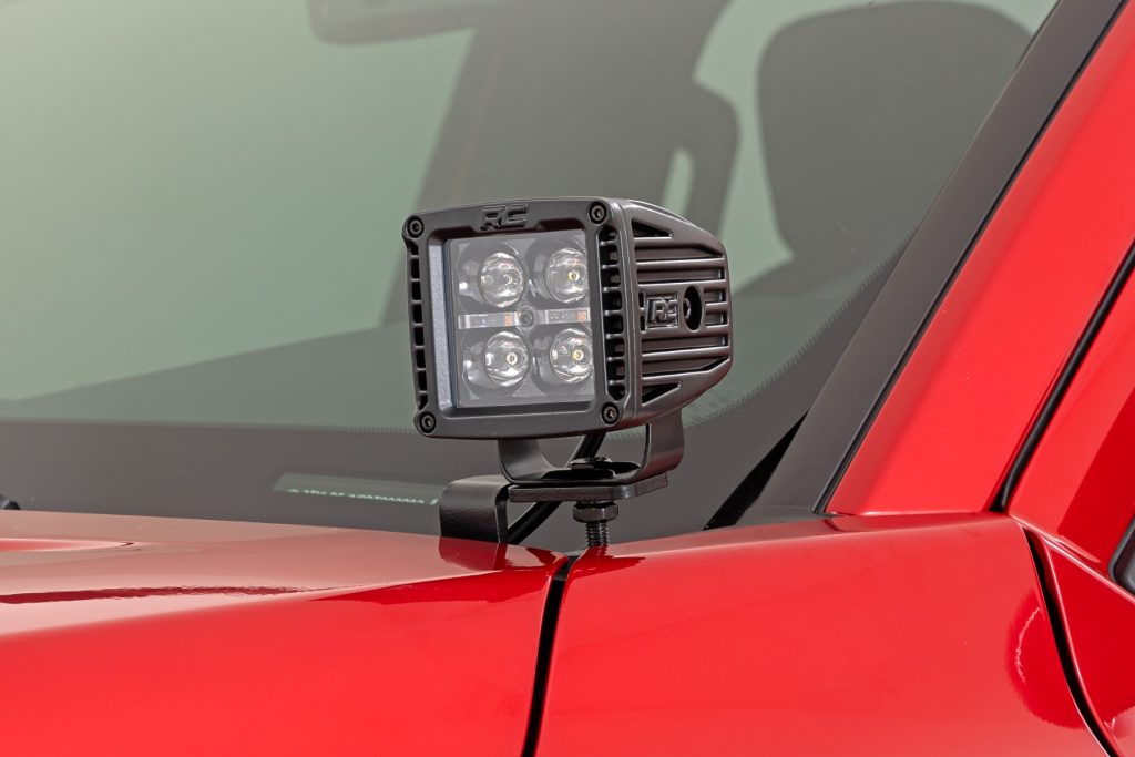Rough Country LED Light Kit Ditch Mount 2″ Black Pair Amber DRL Toyota Tacoma (24-26)