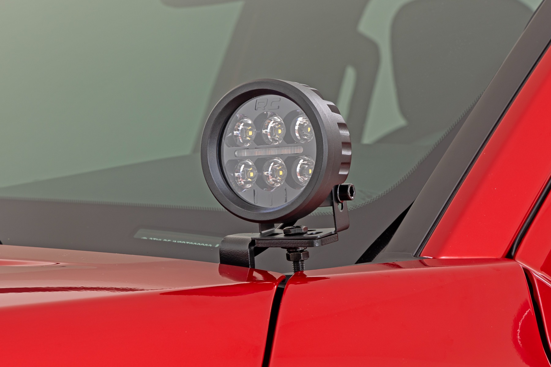 Rough Country LED Light Kit Ditch Mount Black Series Round 3.5 Inch Amber DRL Toyota Tacoma (24-26)