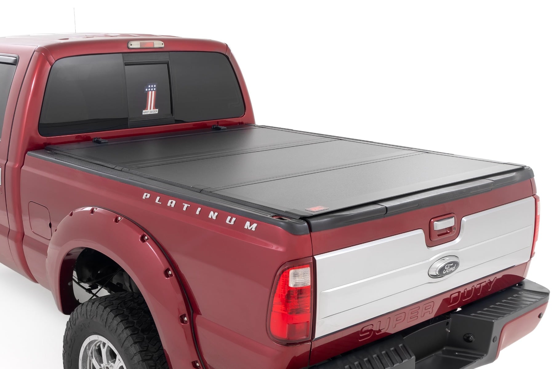 Rough Country Hard Tri-Fold Flip Up Bed Cover 6β10β Bed Ford F-250/F-350 Super Duty (99-16)