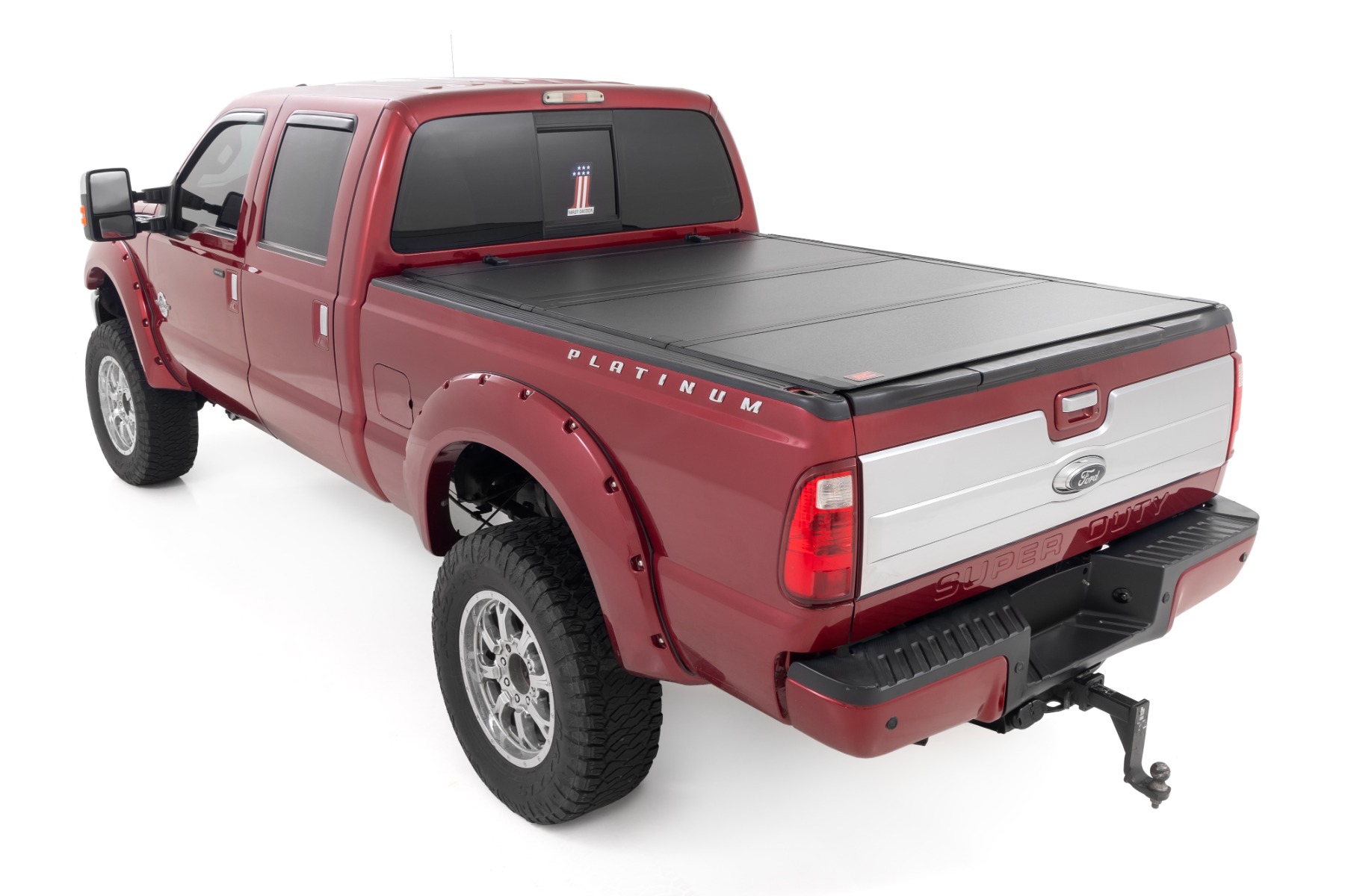 Rough Country Hard Tri-Fold Flip Up Bed Cover 6β10β Bed Ford F-250/F-350 Super Duty (99-16)