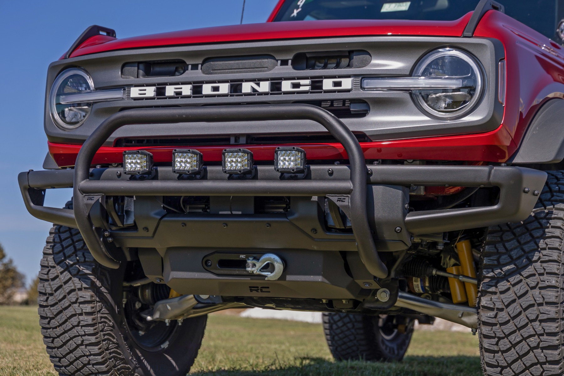 Rough Country Nudge Bar 3 Inch Wide Angle Led (x4) Oe Modular Steel Ford Bronco (21-26)