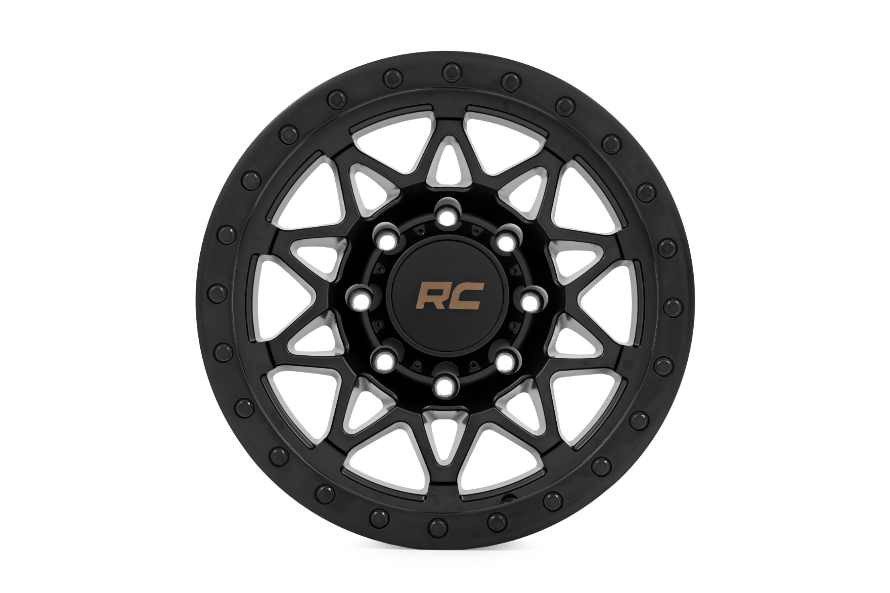 Rough Country 78 Series Wheel Simulated Beadlock Black 18x9 8x170 -12mm