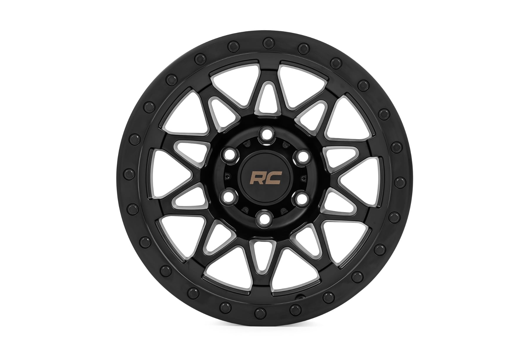 Rough Country 78 Series Wheel Simulated Beadlock Black 18x9 5x5.5 -12mm