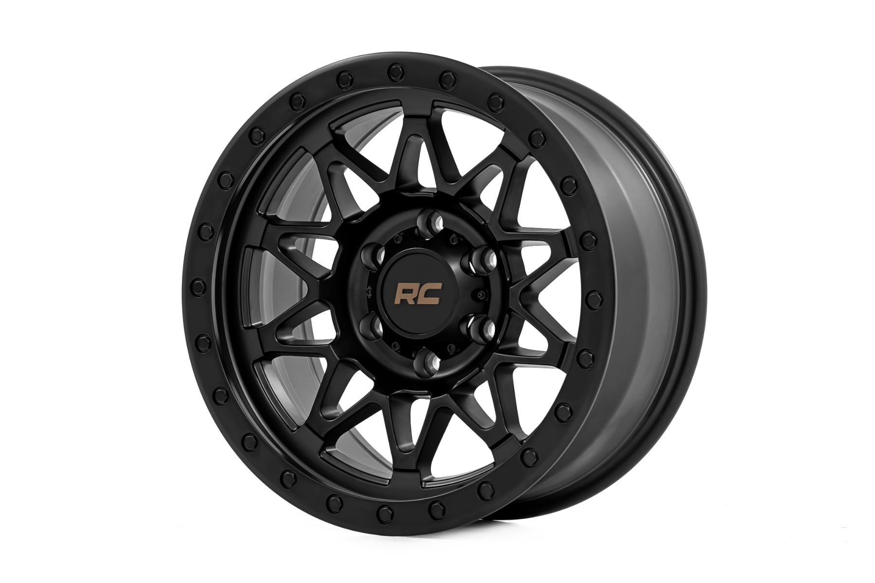 Rough Country 78 Series Wheel Simulated Beadlock Black 18x9 6x135 -12mm