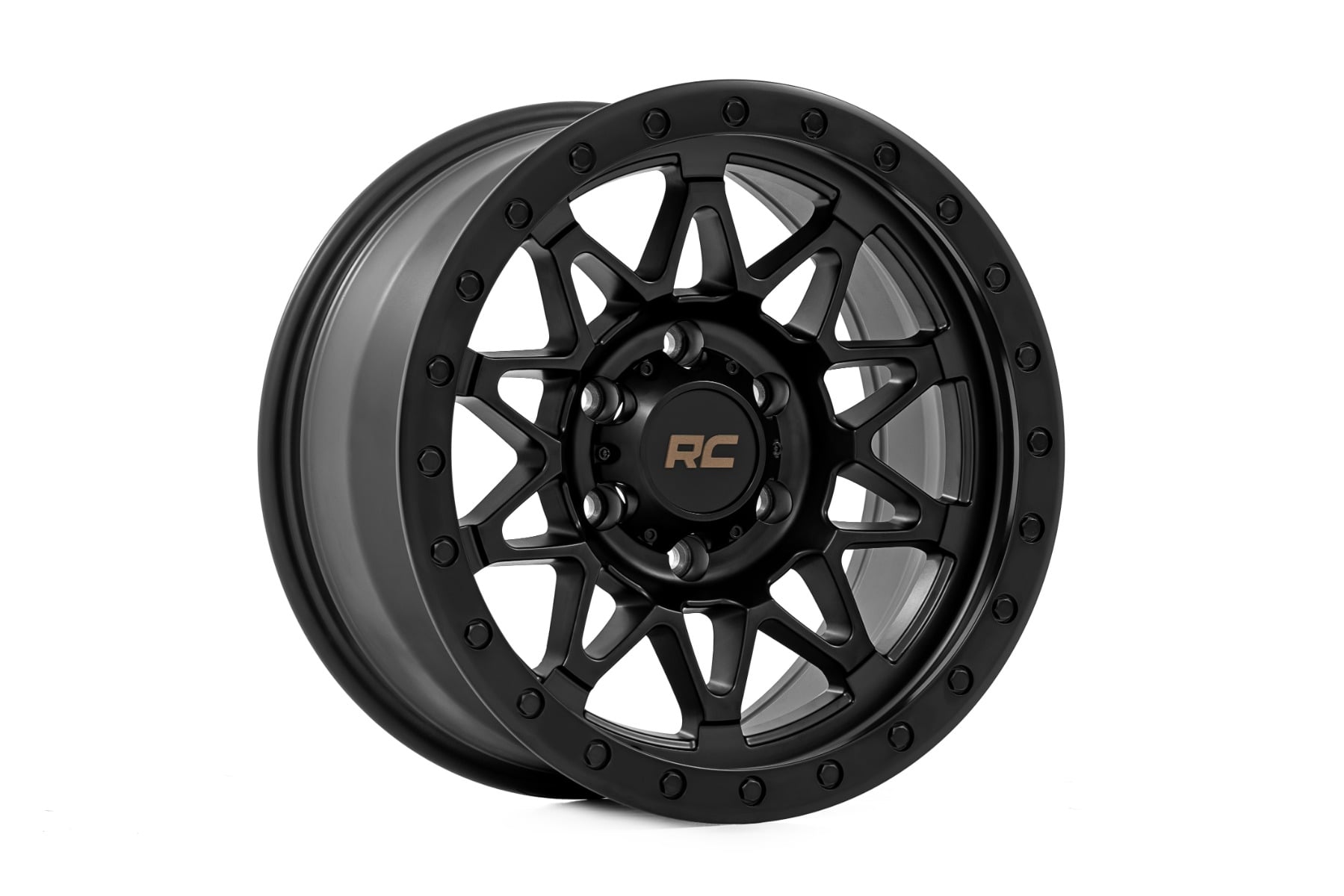 Rough Country 78 Series Wheel Simulated Beadlock Black 18x9 6x5.5 -12mm