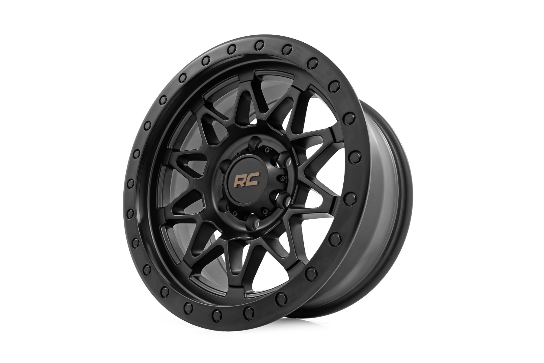 Rough Country 78 Series Wheel Simulated Beadlock Black 18x9 6x5.5 +0mm