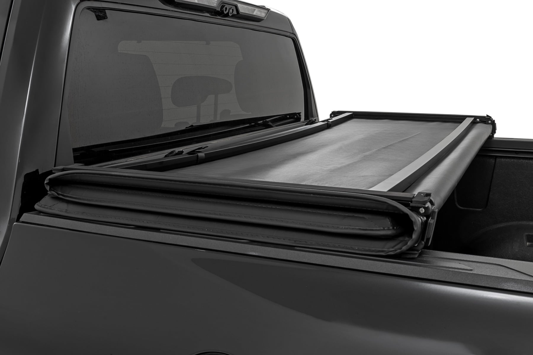 Rough Country Soft Tri-Fold Bed Cover With & W/O OE Rails 6β7β³ Bed Toyota Tundra (22-26)