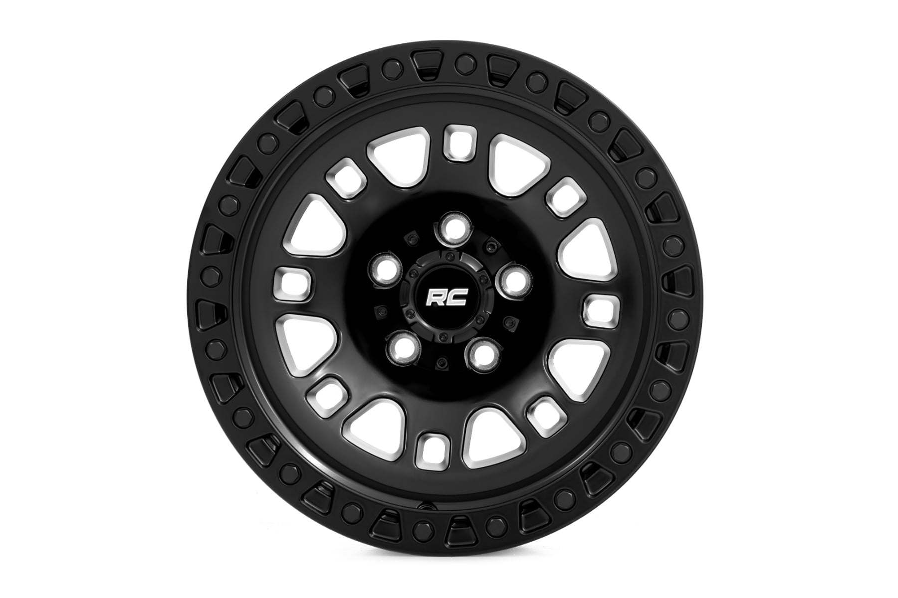 Rough Country 82 Series Wheel One-Piece Semi Gloss Black 15x8 5x5.5 -19mm