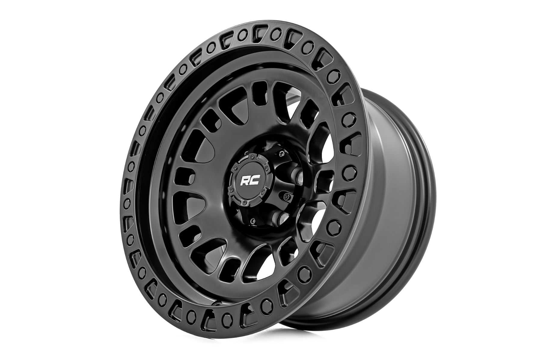 Rough Country 82 Series Wheel One-Piece Semi Gloss Black 15x8 5x5.5 -19mm
