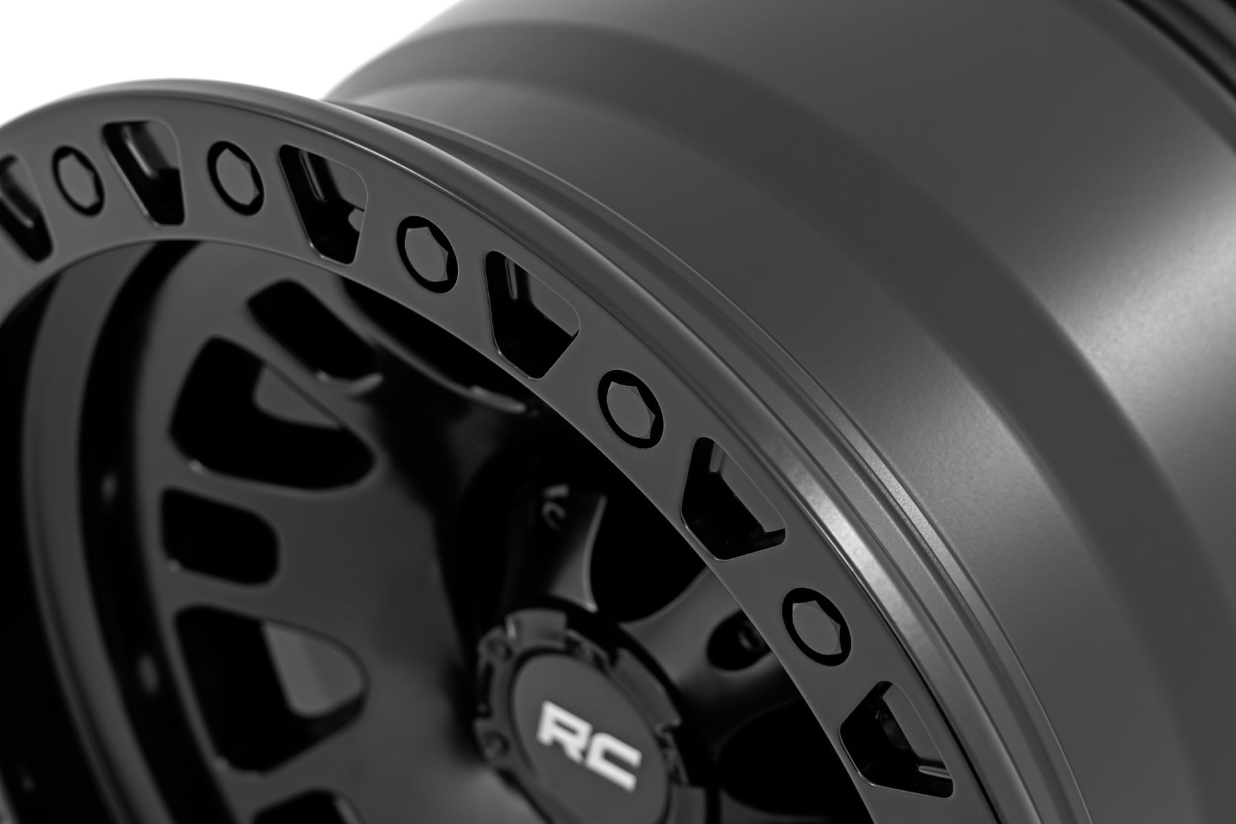 Rough Country 82 Series Wheel One-Piece Semi Gloss Black 15x8 5x5.5 -19mm
