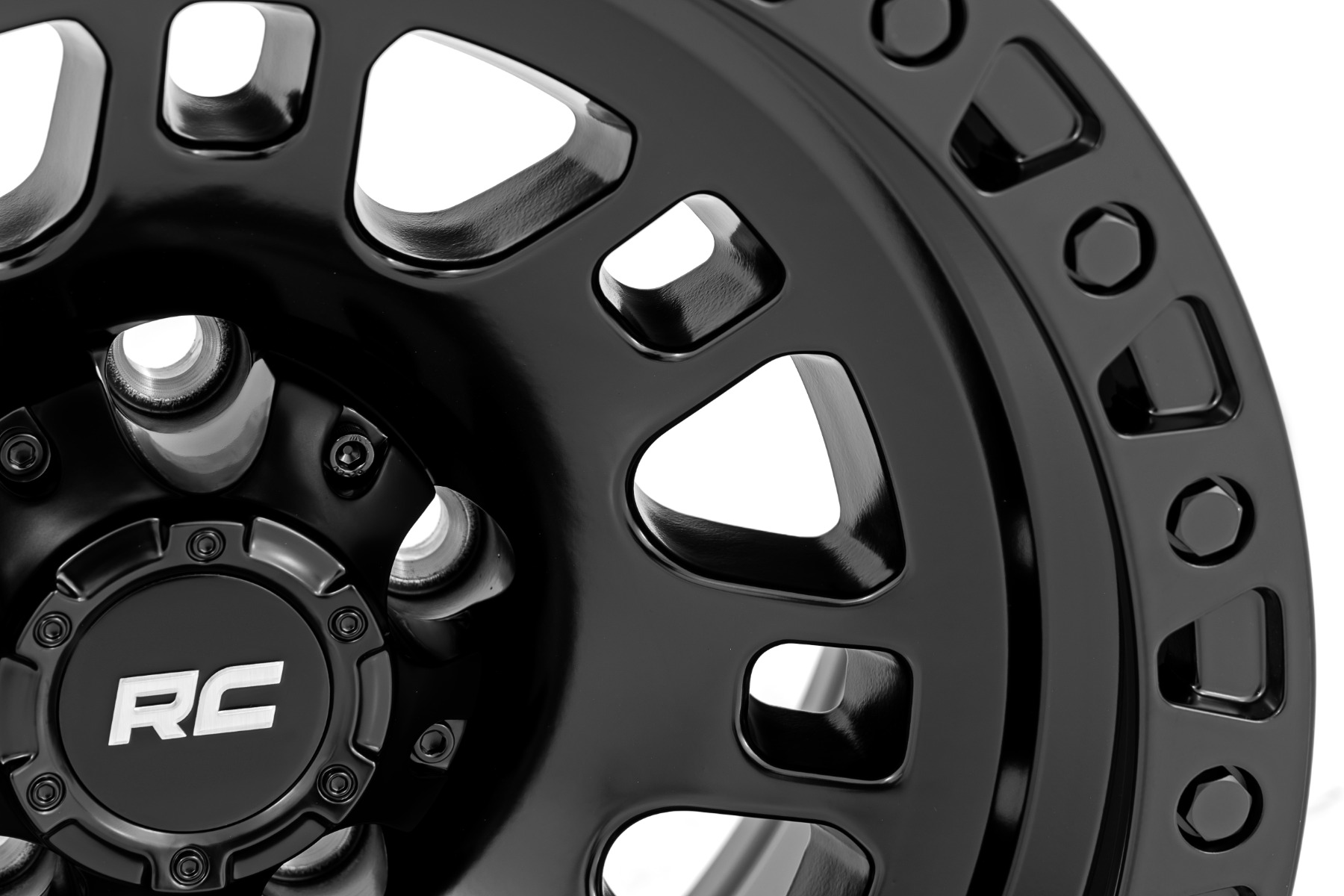 Rough Country 82 Series Wheel One-Piece Semi Gloss Black 15x8 5x5.5 -19mm