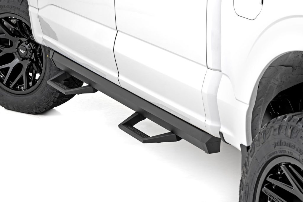 Rough Country SRL2 Adj Aluminum Step Crew Cab Ford F-150/Lightning/F-250/F-350/Raptor (15-26)