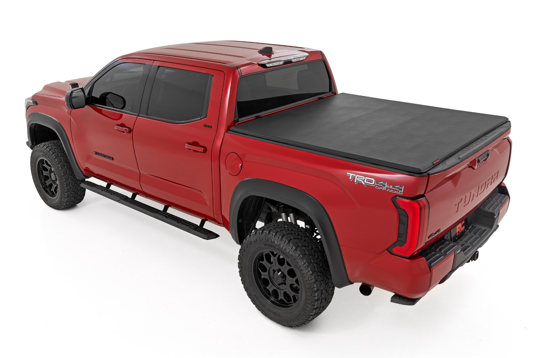 Rough Country Soft Tri-Fold Bed Cover 5β7β³ Bed with and w/o OE Rail Toyota Tundra (22-26)