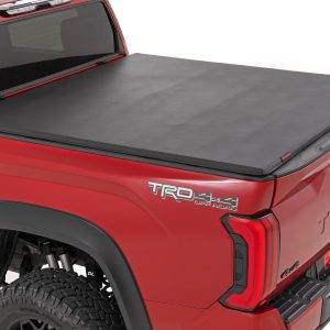 Rough Country Soft Tri-Fold Bed Cover 5β7β³ Bed with and w/o OE Rail Toyota Tundra (22-26)